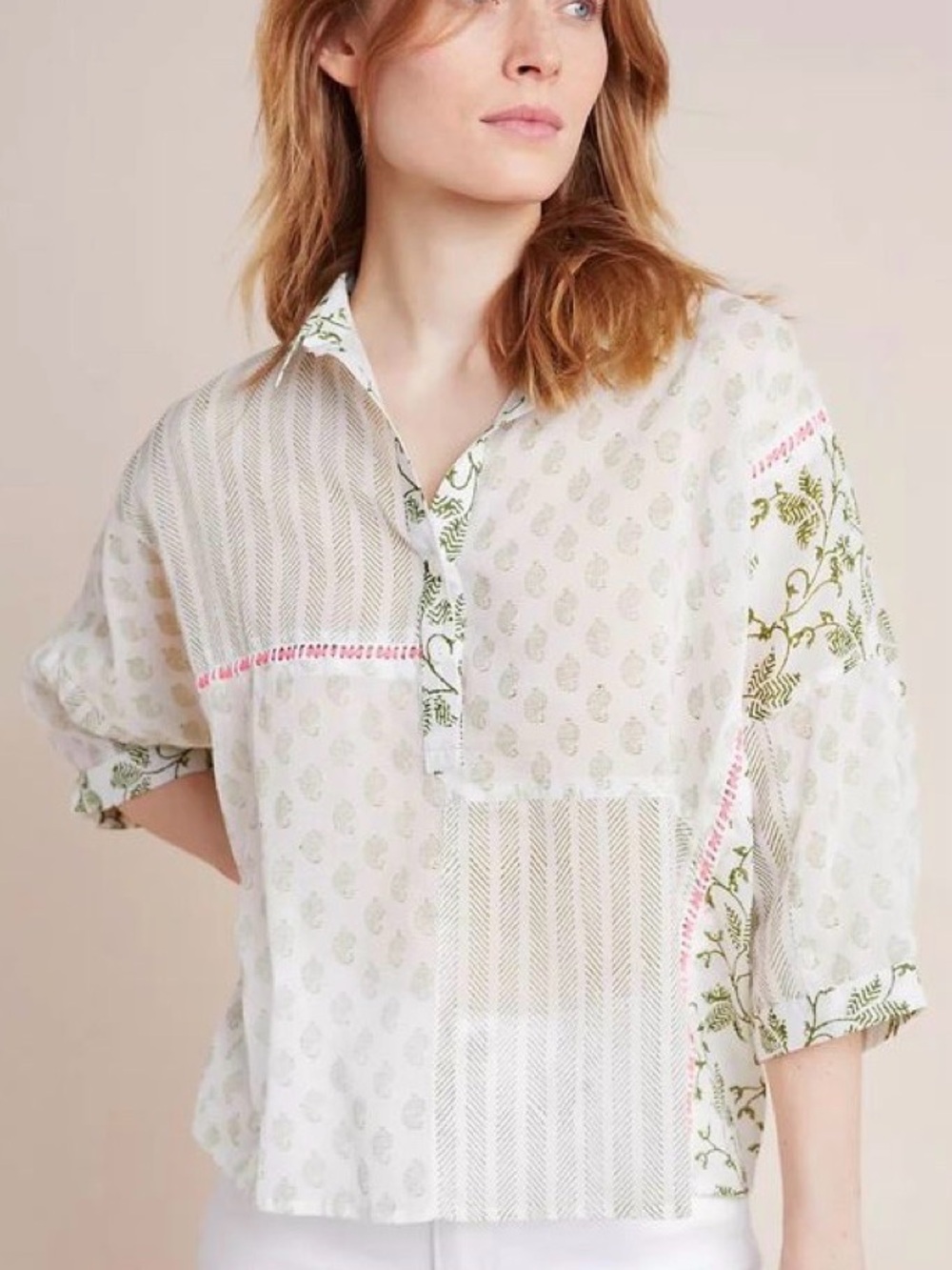 Am.It by Amit Aggarwal - Josefa Henley Blouse - 100% Cotton
